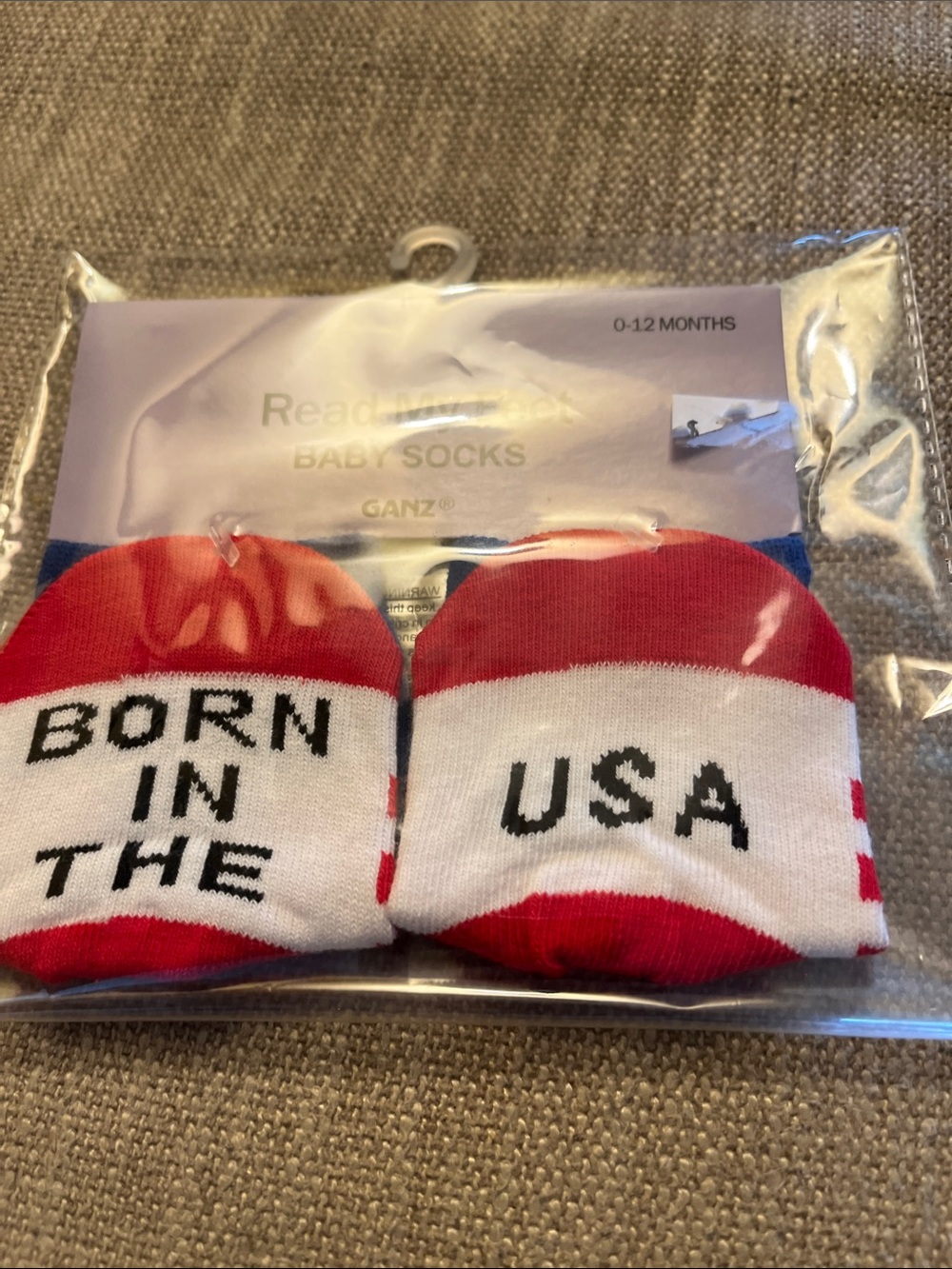 GANZ Red & White 'Born in the USA' Baby Socks 0-12 months